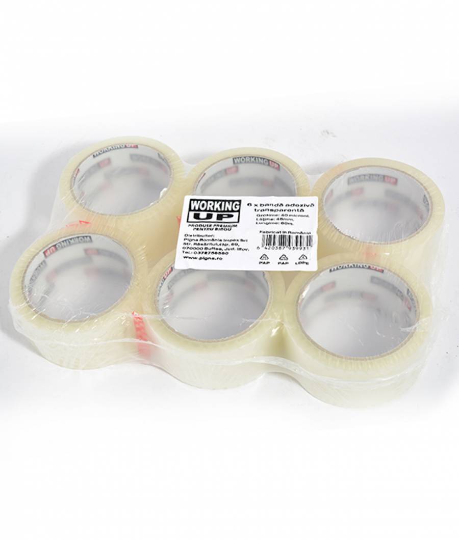 Banda adeziva transparenta  W Up  40mic  48x50m  6 set