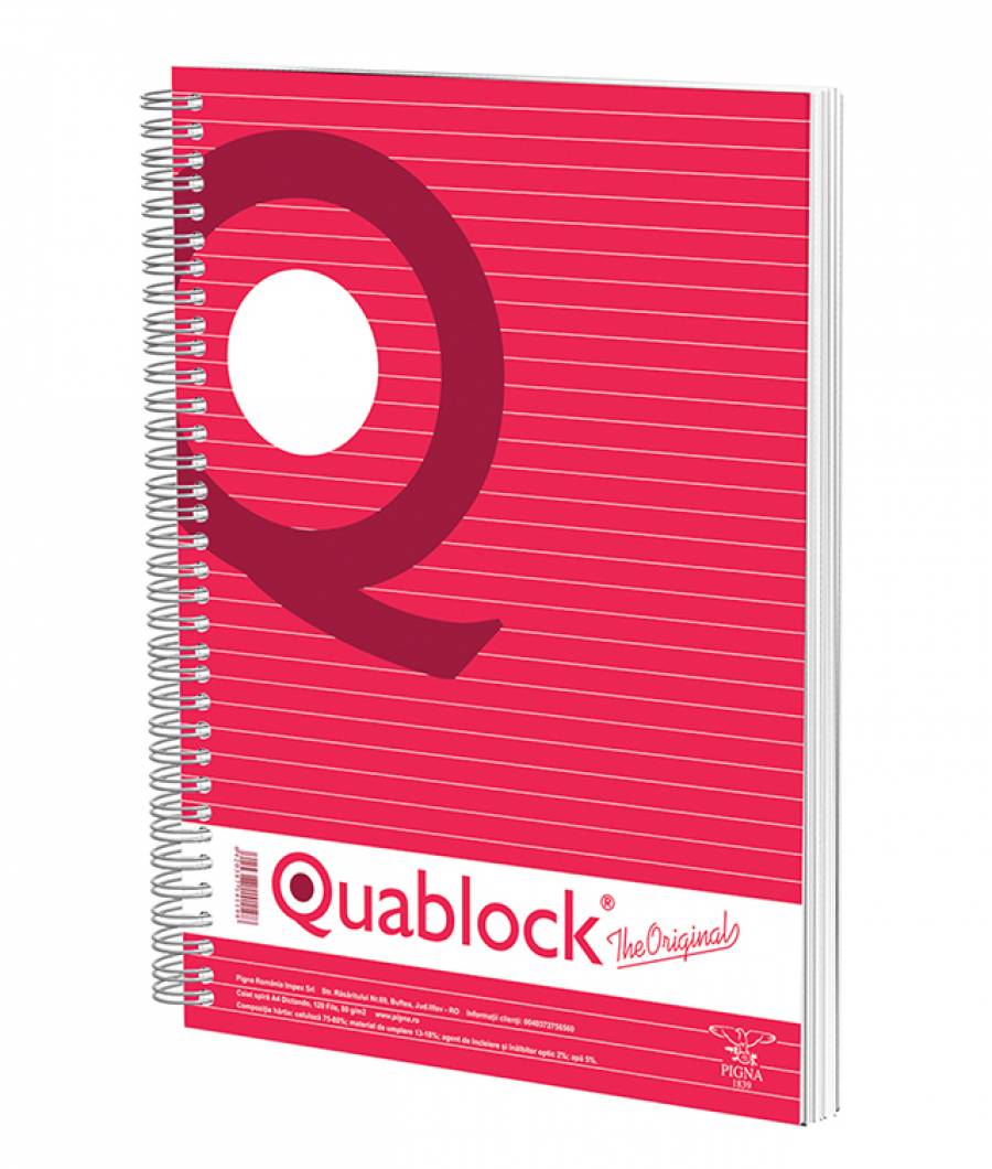 Caiet spira A4 120file, dictando, Quablock