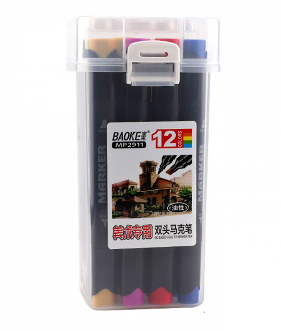 Markere ARTISTI BAOKE 2vf 4-1mm ulei 12culori  MIXT