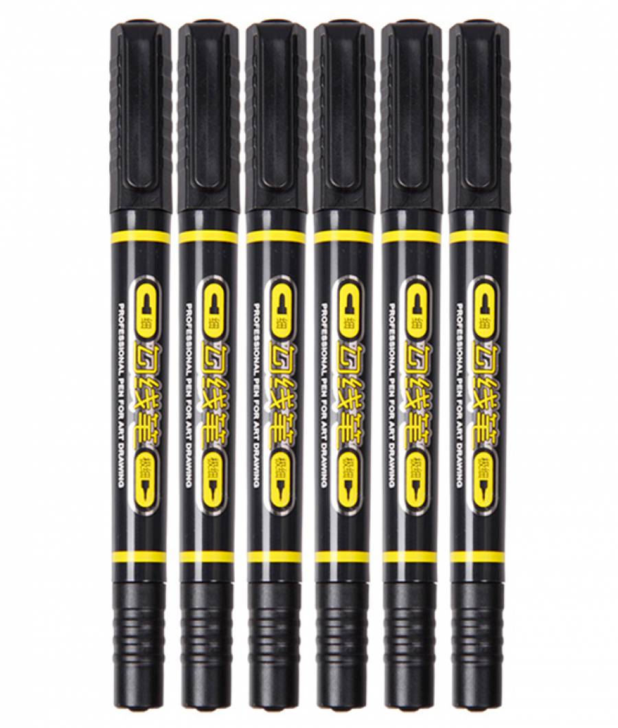 Marker Permanent ambalat 12 in cutie 2 capete S negru