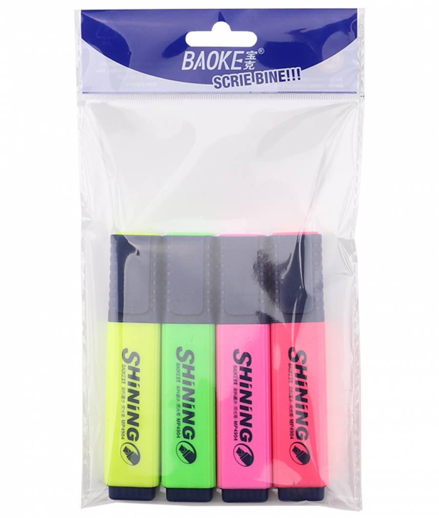 Textmarker BAOKE CLASIC 4buc in set MIXT