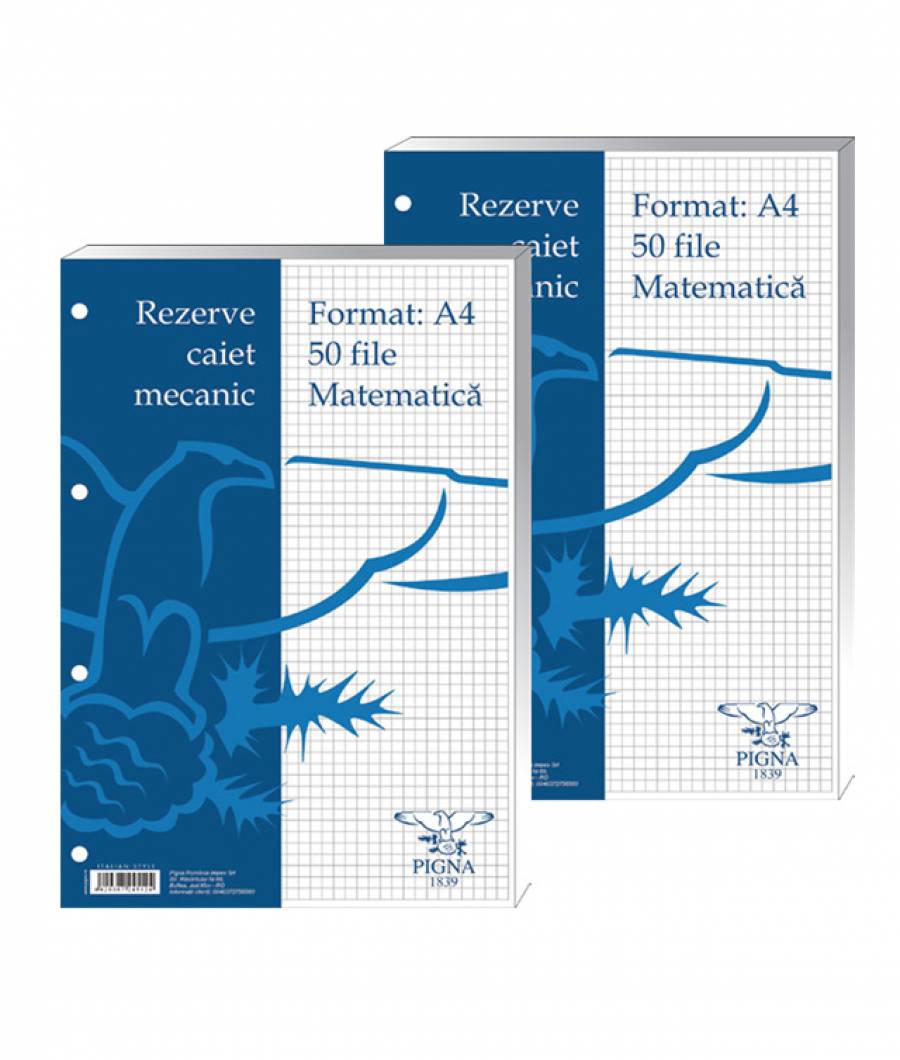 Rezerve caiet mecanic, A4, matematica, 50file alb