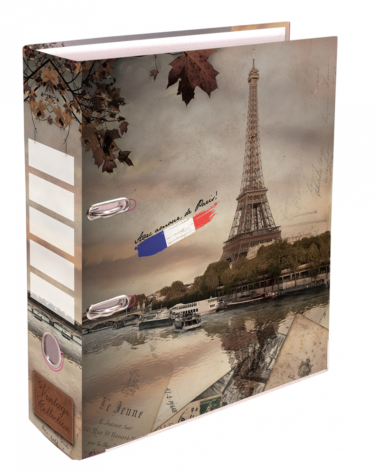 Biblioraft VINTAGE A4 80mm  colturi metalice Paris