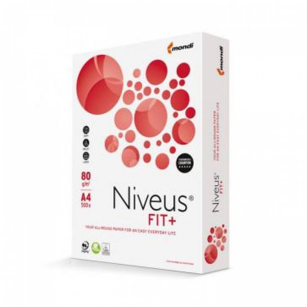 Hartie copiator A4, 80 g/mp, 500 coli/top, NIVEUS FIT+ grad alb 160 clasa B
