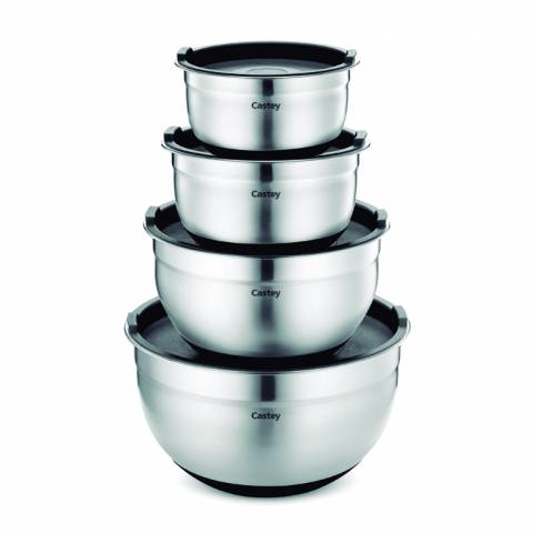 Boluri inox cu baza antialunecare 4 piese Castey premium