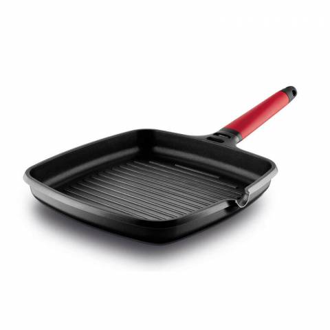 Tigaie grill inductie 27 cm antiaderenta maner rosu premium